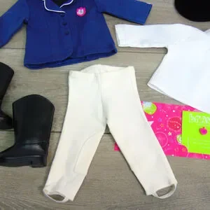 American Girl Today FANCY HORSE RIDING OUTFIT Breeches Boots Jacket Blouse BAG +