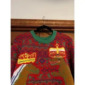 American Stitch Men's Three Kings Dinosaur Ugly Christmas Sweater Pullover SZ M