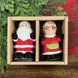 Amici Home Santa & Mrs Claus Christmas Holiday Ceramic Salt & Pepper Shakers