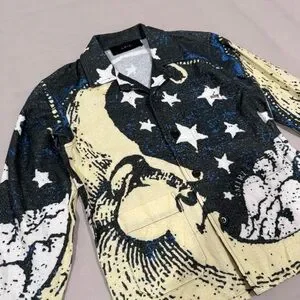 Amiri Crescent Moon Face Long-Sleeve Pajama Shirt - 6Y