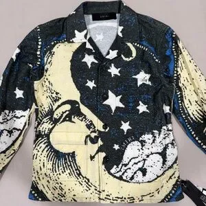 Amiri Crescent Moon Face Long-Sleeve Pajama Shirt - 6Y