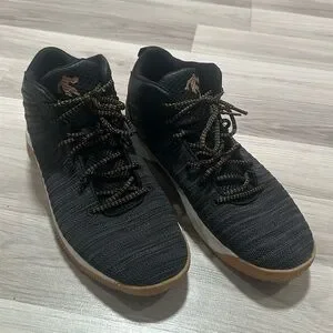 AND1 Mens size 11 Black Gold Thread Basketball Shoes