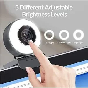 Angetube Streaming 1080P HD Webcam Built In Adjustable Ring Light And Mic