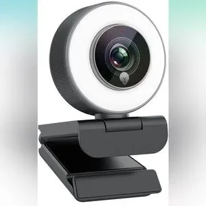 Angetube Streaming 1080P HD Webcam Built in Adjustable Ring Light and Mic