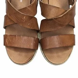 Antelope Low Studded Wedge Heel Espadrille Brown Tan Leather EU Size 37