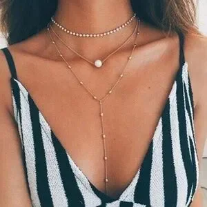 **ANTHOUSA* Pearl Multilayered Fashion Necklace