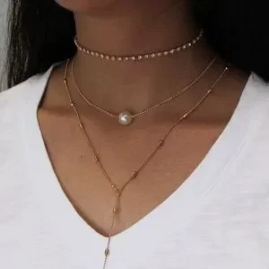 **ANTHOUSA* Pearl Multilayered Fashion Necklace