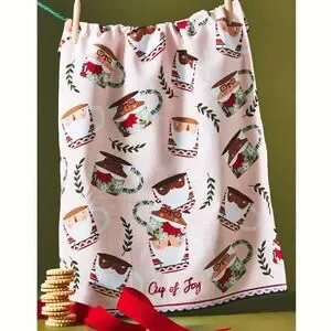 Anthropologie Fotini Tikkou Santa Mrs Claus Mugs Dish Towel Christmas Cup Of Joy