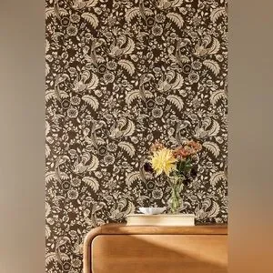 Anthropologie Mind the Gap Tyrol Garten Wallpaper Brown Cocoa NWT Floral Moody