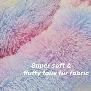 Anti Anxiety Round Fluffy Plush Faux Fur Warm Washable Dog Bed & Cat Bed