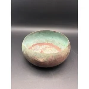 Antique Copper Or Brass Bowl Patinated Finish 4.5x2.25