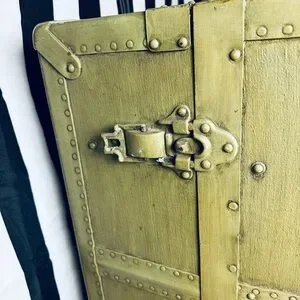 Antique Early 1900s Innovation Trunk Co. Green Wardrobe Steamer Trunk Suitcase
