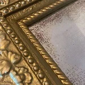Antique Ornate Gold Painted Wood Carved Mirror. 16x18 Vintorian French Country