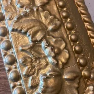Antique Ornate Gold Painted Wood Carved Mirror. 16x18 Vintorian French Country