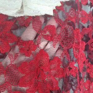 Antique Vintage Blouse Top Lace Red White Collectible