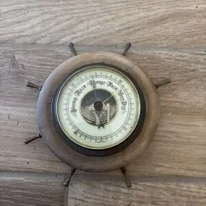 Antique West German Nautical Wheel Stormy Rain Change Fair Very Dry -Parts Only
