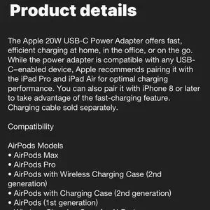 Apple 20W USB-C Power Adapter