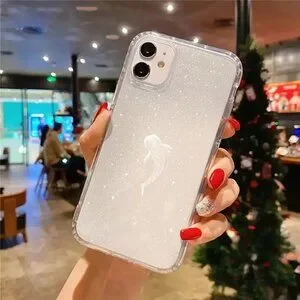 Apple IPhone 16 Pro/Max Clear Glitter Dolphi Phone Case