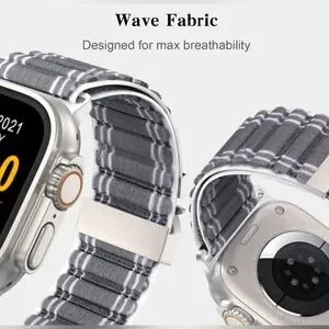 Apple Watch Nylon Sports Band Replacement Strap Gray Silver Fits Most Models NEW