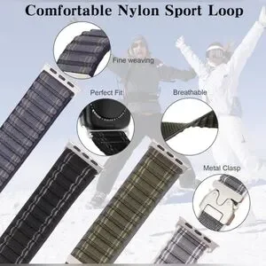 Apple Watch Nylon Sports Band Replacement Strap Gray Silver Fits Most Models NEW