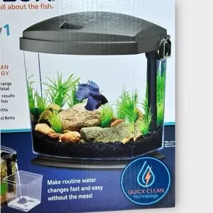 Aqueon BettaBow 1 Quick Clean Aquarium Kit Black (1 Gallon) FishTank Betta Bowl