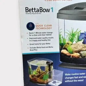 Aqueon BettaBow 1 Quick Clean Aquarium Kit Black (1 Gallon) FishTank Betta Bowl