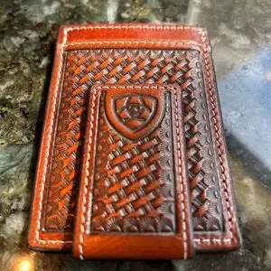 Ariat Men’s Walnut Moneyclip Wallet. EUC. Leather. Western. Cowboy