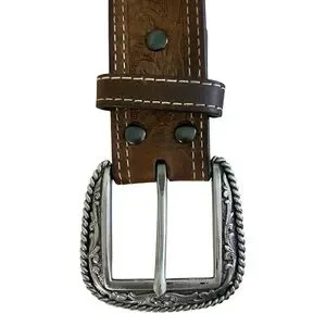 Ariat Vintage Buckle Belt Tooled Cowhide Leather 32 Brown Western Cowboy Rodeo