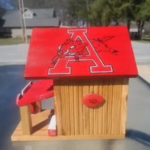 Arkansas Razorbacks Custom Made New Bird House Amazing Detail & Color 11' By 11'