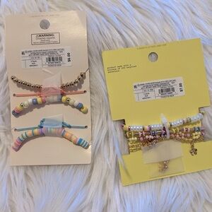Art Class Kids Beaded Bracelets Set - Pink Blue Gold
