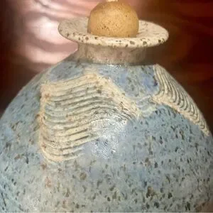 Artisan Studio Pottery Oil Lamp Signed Vintage 1970s By T.K. Seelos