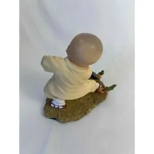 Asian Karate Broom Monk Garden Vegetables Figurine Resin