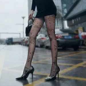 ⭐ Astrology Zodiac Constellations Tattoo Printed Black Sheer Nylon Tights NEW