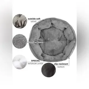 Asvin Grey Plush Pet Bed 20 Inches