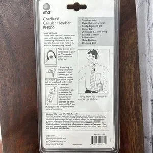 AT&T Y2K/Vintage EH500 Cordless Cellular Over-The-Ear Headset W/Clothing Clip