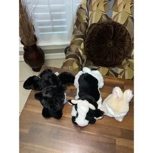 Aurora Plush Stuffed Animal Lot Cow Jaguar Flopsie Onix And Bunny