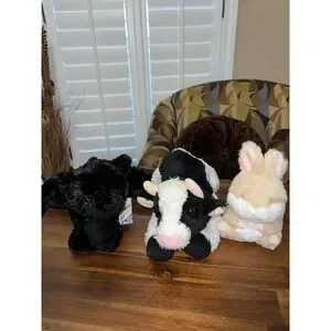 Aurora Plush Stuffed animal Lot Cow Jaguar Flopsie Onix and Bunny