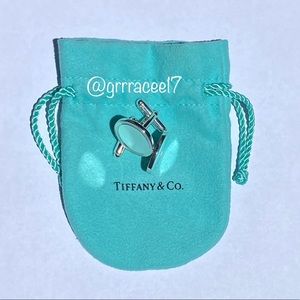 AUTH Tiffany & Co Engine-turned Oval Cuff Links