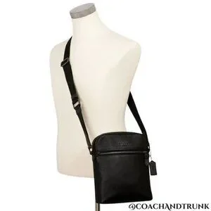 AUTHENTIC COACH 2PC Houston Flight Bag Black Leather Gunmetal & Zip Card Case