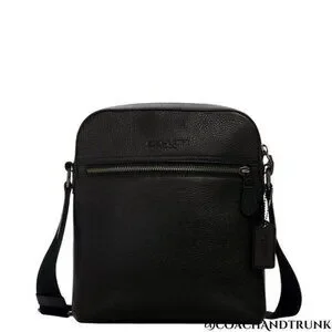 AUTHENTIC COACH 2PC Houston Flight Bag Black Leather Gunmetal & Zip Card Case