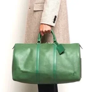 Authentic Louis Vuitton unisex Keepall 55 travel bag green Epi leather