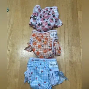 Avont 3 Pack Washable Female Dog Diapers -Strawberry/Orange/Cherry - Size S