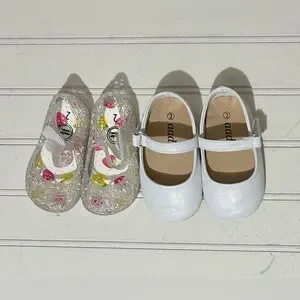 Baby Girl Shoes Size 2 White And Glitter Kids Set Spring Summer Casual Play Cute