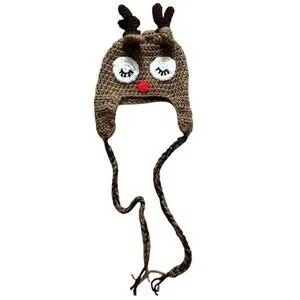 Baby Infant Unisex Reindeer Crocheted Christmas Hat