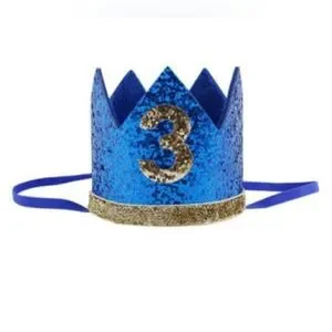 Baby's First Blue Glittery Birthday Crown - NO NUMBER PLAIN