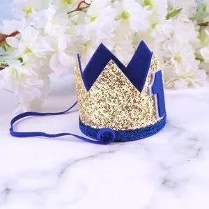 BABY'S First Gold Glittery Birthday Crown - Plain No Number