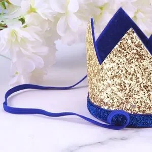 BABY'S First Gold Glittery Birthday Crown - Plain No Number
