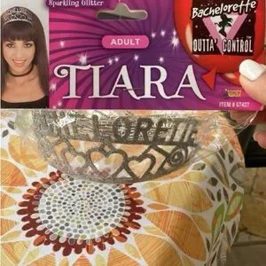 Bachelorette Glittered Silver Metal Tiara With Hearts New
