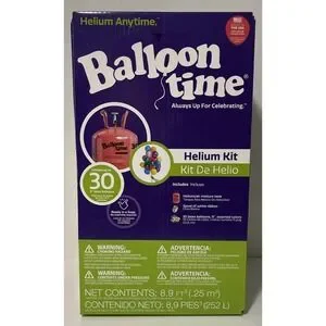 Balloon Time Helium Tank Kit - 30 Balloons Included & Spool Of White Ribbon NEW