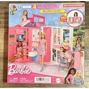 Barbie Getaway Doll House Playlet with 4 Play Areas and 11 Decor Accessories New